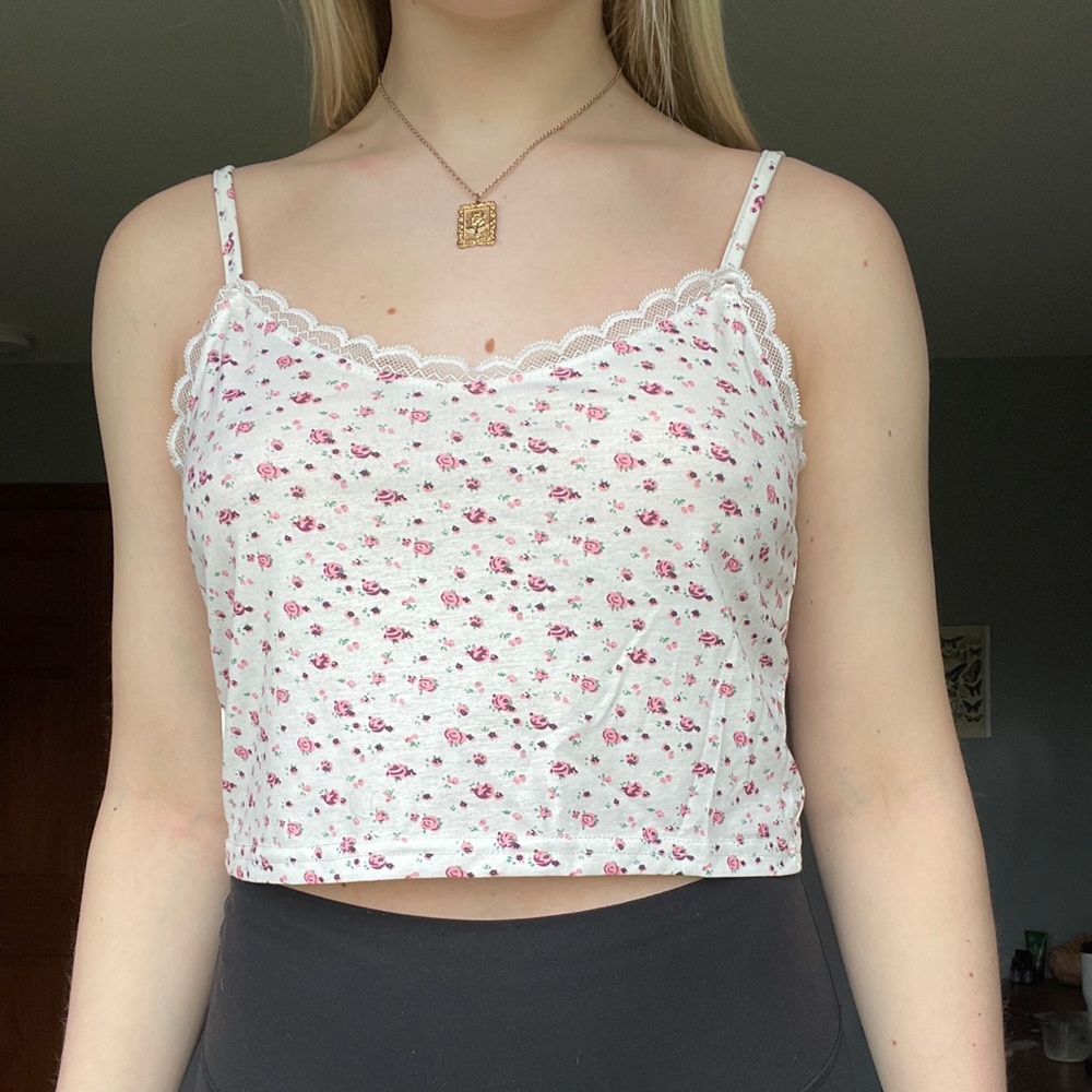 Cute floral lace tank top